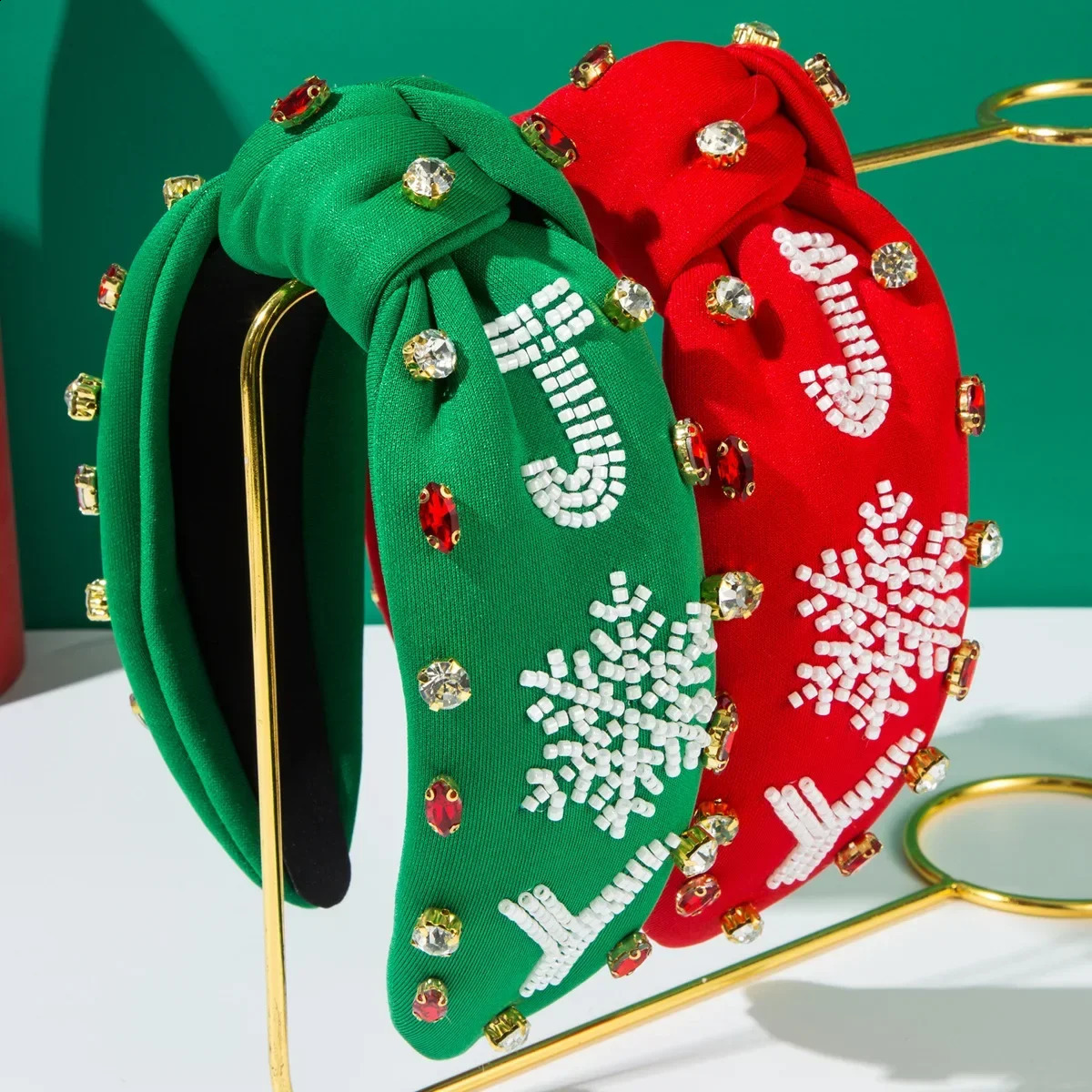2024 Christmas Headband Bead Snowflake Hand Sewing JY Letters Fashion Knotted Diamond Hair Accessories 250207