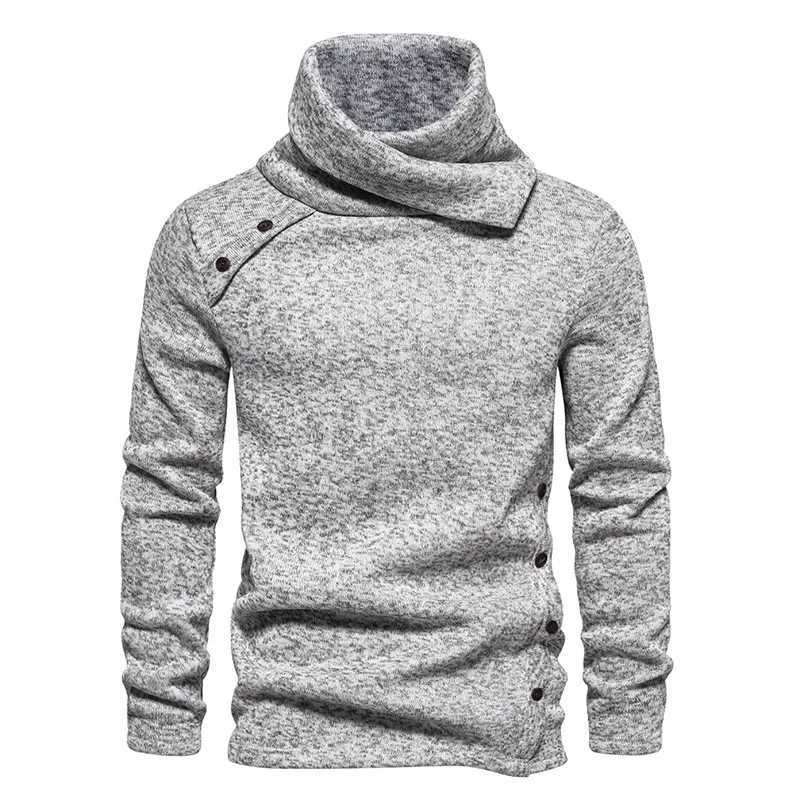 New British Style Mens Hoodies for Spring and Autumn Season Pile Up Collar Pullover Solid Color Top Trend W250207