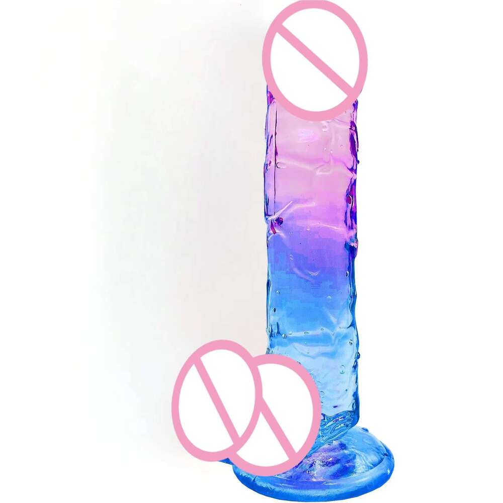 Realistic Clear Silicone Gradient Dildo for Women Hand Free Play Flexible Soft Dong Adult Sex G-spot Dildos Toys