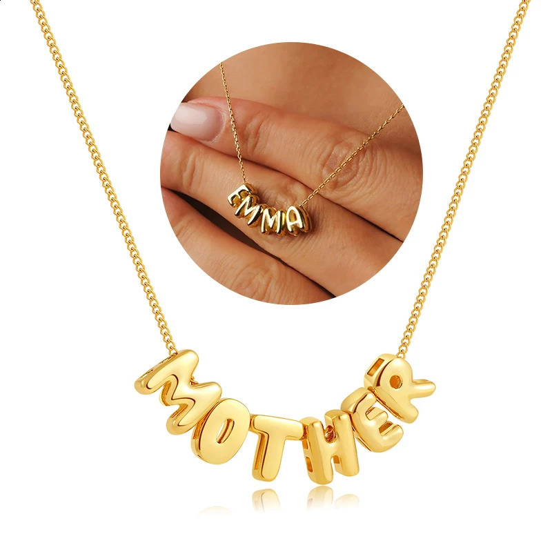 Bubble Letter Necklaces Custom 3D Bubble Letters Balloon Name Necklaces for Women 14K Gold Name Personalized Jewelry Gift 250206