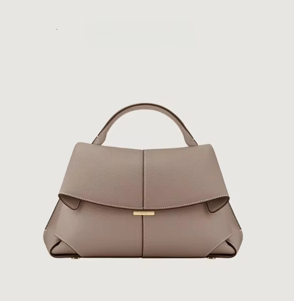 French Genuine Leather Smile Pleated Design One-Shoulder Large Capacity Commuter Handbag Messenger Bag Genuine Leather Cartoon
