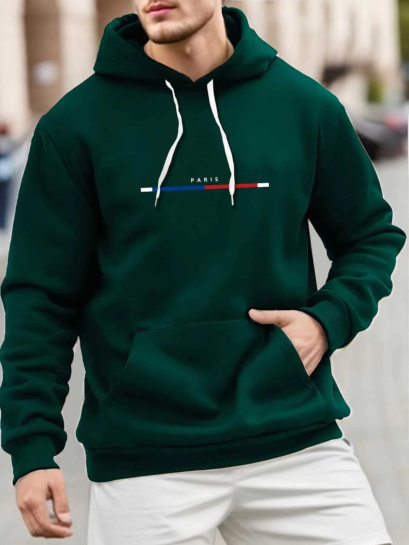 Parisian Print Hoodies for Mens Casual Sporty and Simple Style in The Autumn and Winter Fashion Street Harajuku Hoodies W251106