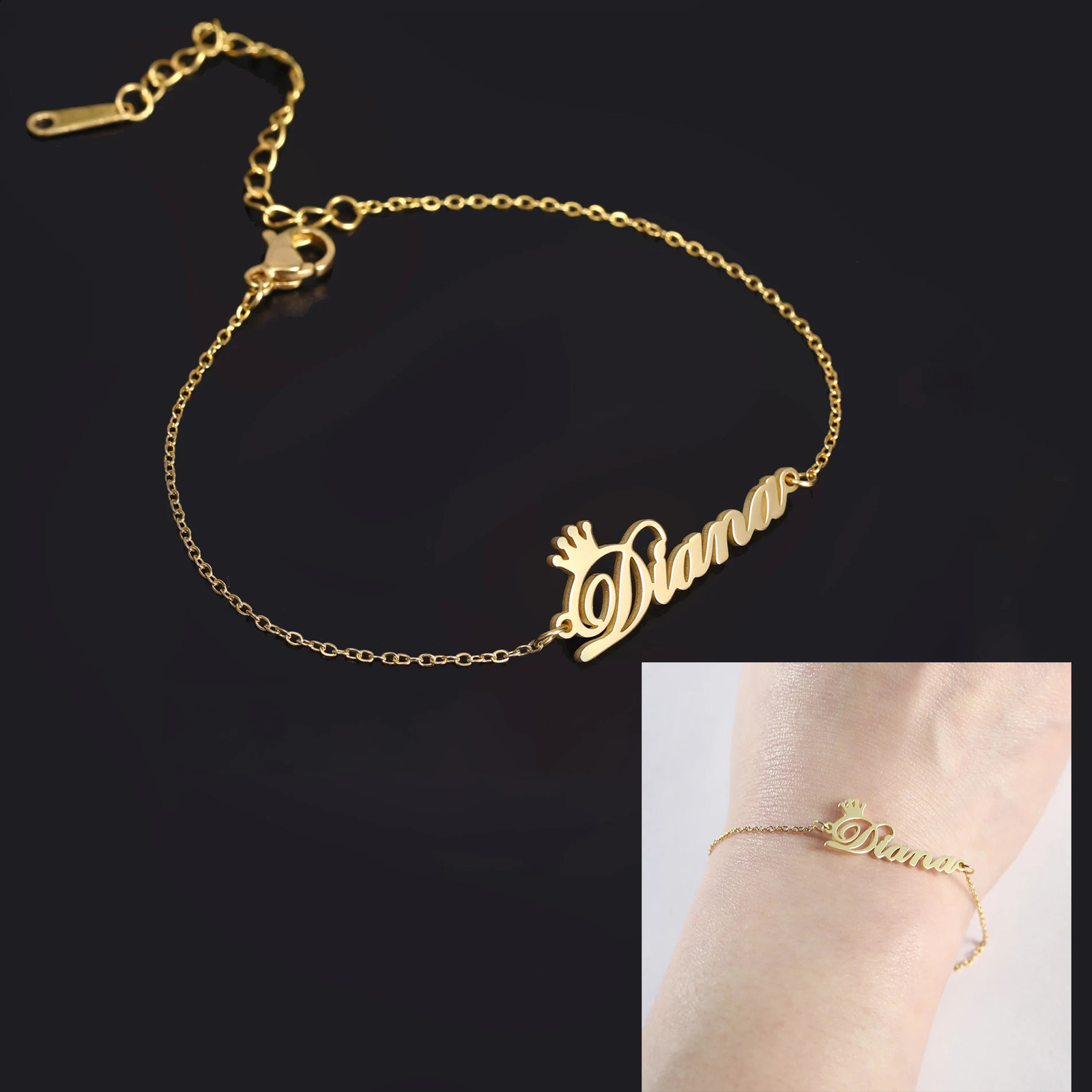 Sipuris Custom Name Bracelets With Crown For Women Stainless Steel Customized Personalized Unique Bracelet Jewelry ren 250206