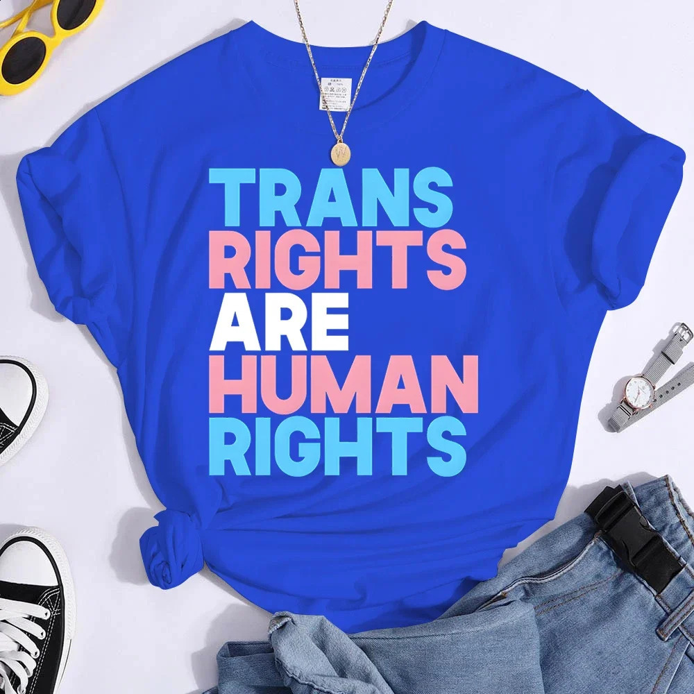 Trans Rights Are Human T Shirt LGBT Pride Personality Tops Tee Gay Transgender Shirts Month Gift Streetwear 250120