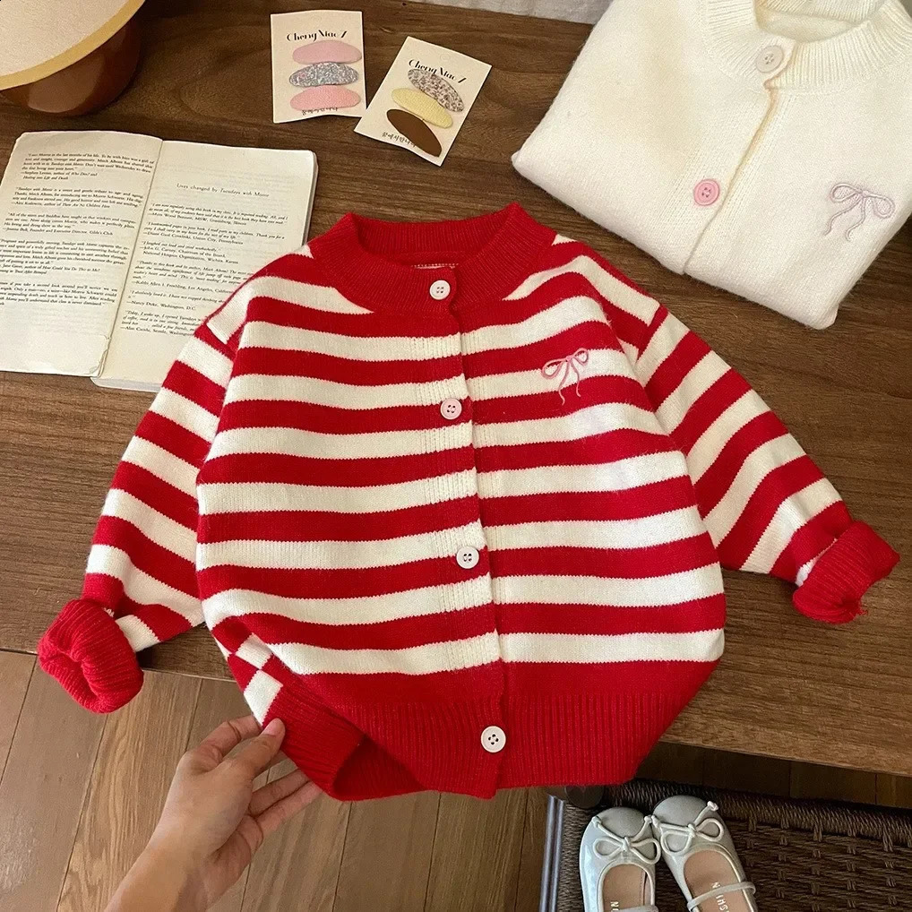 Girls Cardigans Autumn Winter Knitting Tops for Kids Children Jackets Toddler Sweaters Baby School Outfits Warm Clothing 250206