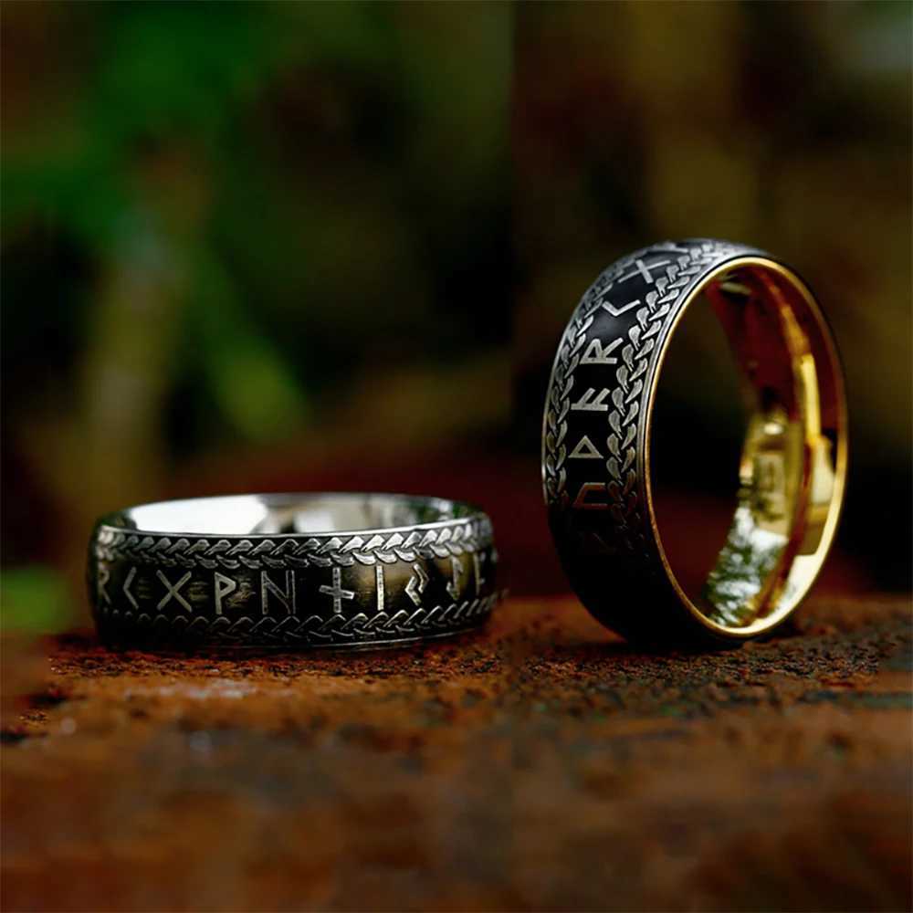 Fashion Vintage Nordic Viking Rune Rings for Men Women 316L Stainless Steel Simple Couple Amulet Ring Jewelry Gifts Dropshipping W250207