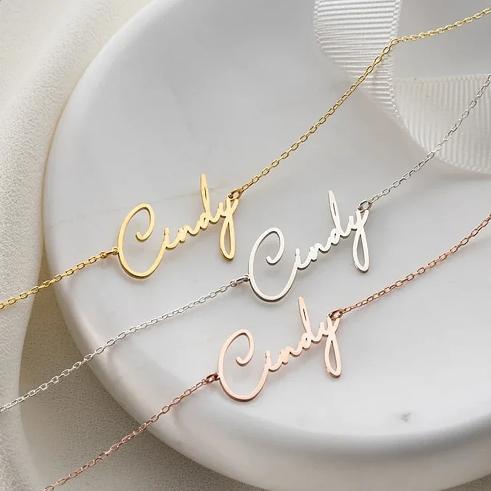 Custom Name Necklace for Women 18k Gold Plated Stainless Steel Jewelry Personalized Nameplate Pendant Chain Choker Birthday Gift 250206