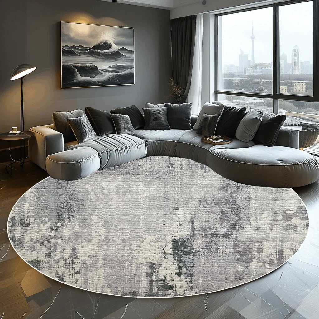 Abstract Round Carpet Living Room Decoration Home Modern Bedroom Decor Carpet Balcony Washroom Floor Mat Washable Pet Rugs Z250207