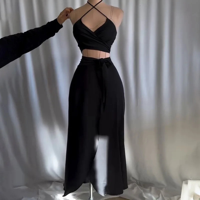 Elegant Leopard Long Dresses 2 Piece Sets Women Summer Holiday Sexy Bustier Crop Tops Maxi Skirts Suits Bohemian Beach Clubwear 250206