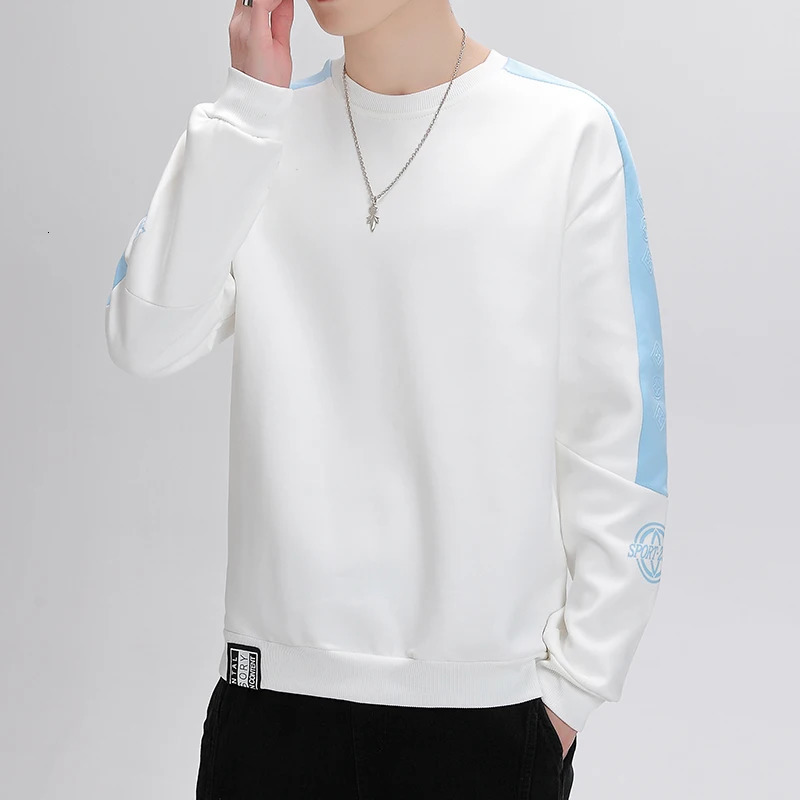 Mens Clothing Pullover Lantern Long Sleeve Crew Neck Geometric Letter Printing Contrast Color Casual Hoodies Classic Tops 250207