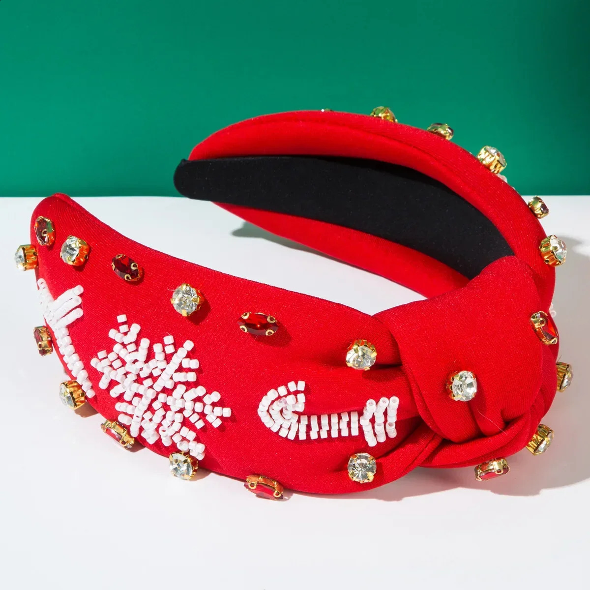 2024 Christmas Headband Bead Snowflake Hand Sewing JY Letters Fashion Knotted Diamond Hair Accessories 250207