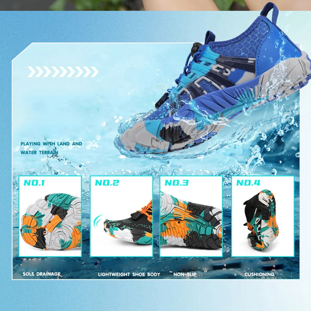 Kids Water Shoes Sea Diving Sneakers Qiuck Drying Upstream Wading Shoes Non-Slip Five Fingers Aqua Shoes Beach Swimming Footwear 250207