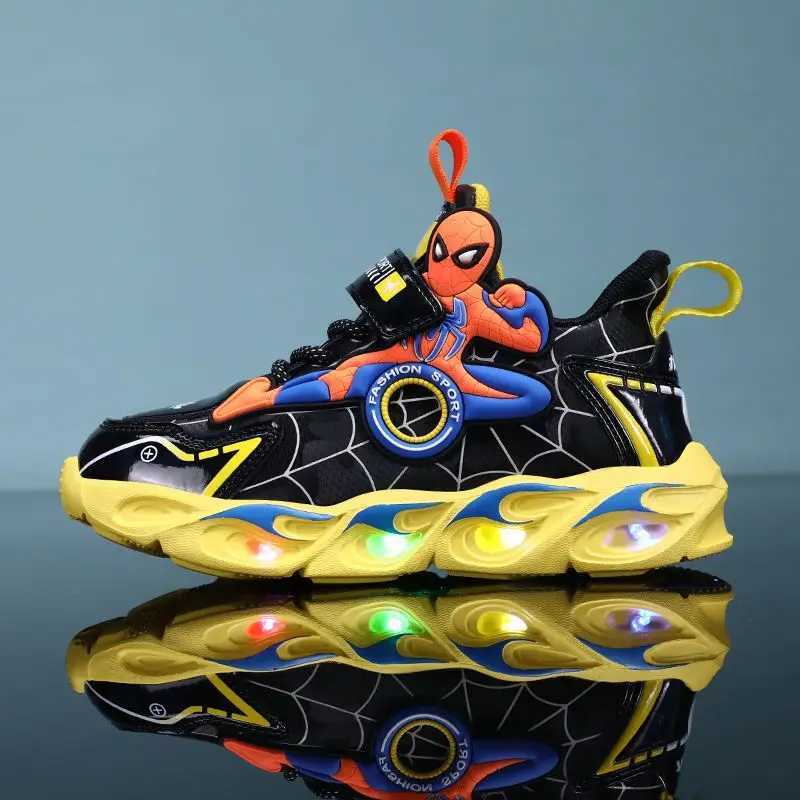 Boys Shoes LED Lights Autumn Childrens Sports Shoes Leather Non-slip Childrens Running Shoes Sneaker Size 25-35XJ250207
