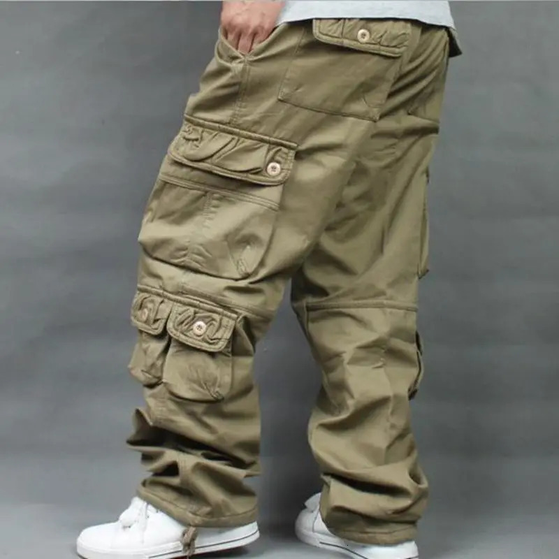 Autumn Winter Fleece Thickened Overalls Hip Hop Mens Long Trousers Men Baggy Casual Pants Warmth Plus Size 40 Mens Bottoms 250206