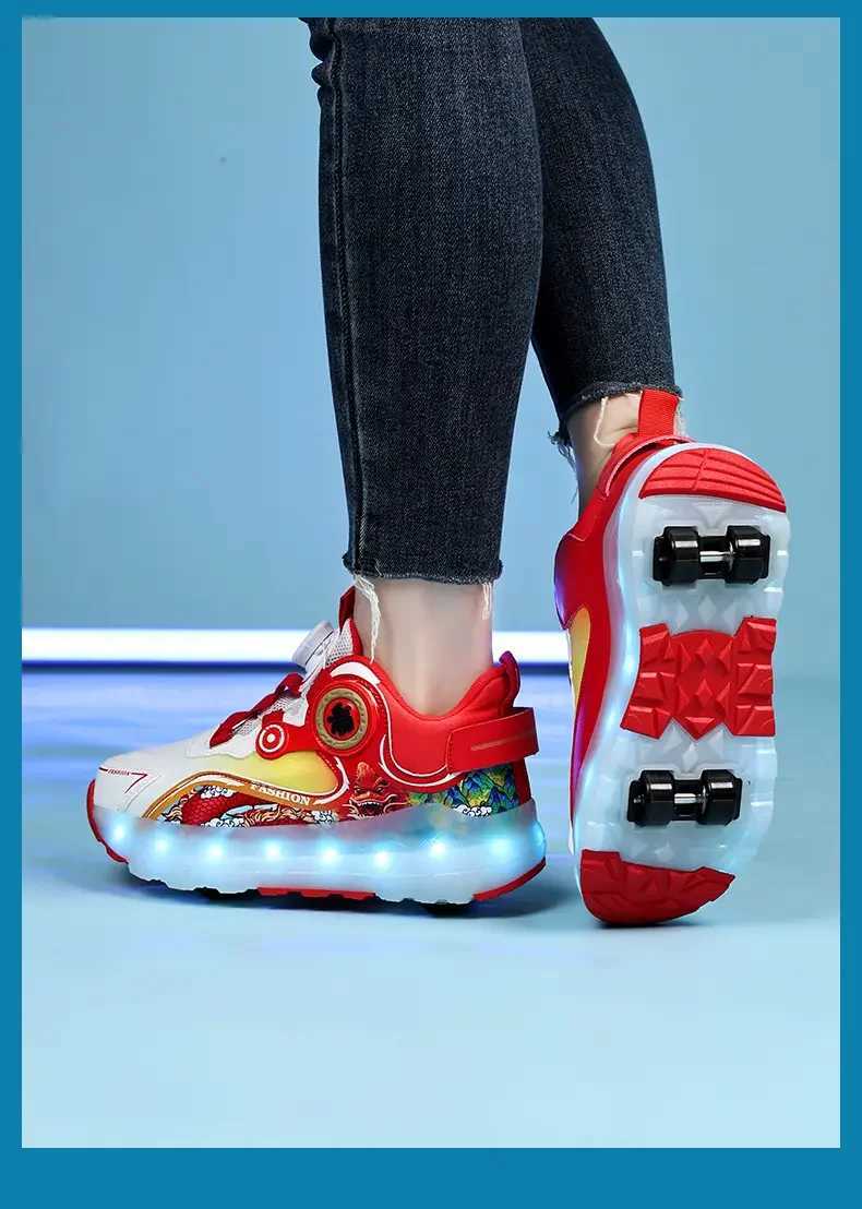 Childrens roller skates fashionable outdoor sports walking shoes 2024 new LED light shoes cute childrens sports shoes W250207