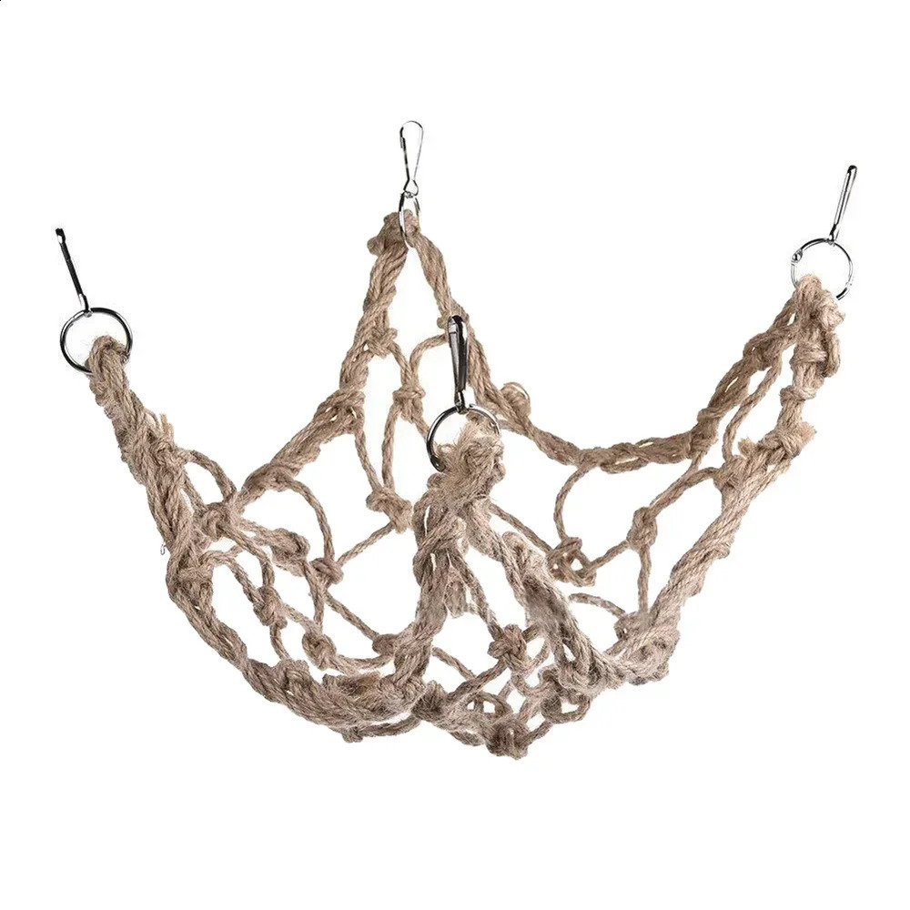 Birds Swing Ladder Toys Hemp Rope Net Pet Parrot Birds Chew Play Climbing Ropes with Hook Pet Accesorios for Bird Indoor Toy 250206
