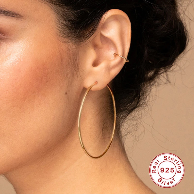 ROXI Minimalism Thin Round Hoop Earrings For Women 925 Sterling Silver Earrings Jewelry Big Hoop Pendientes Plata 925 Earring 250207