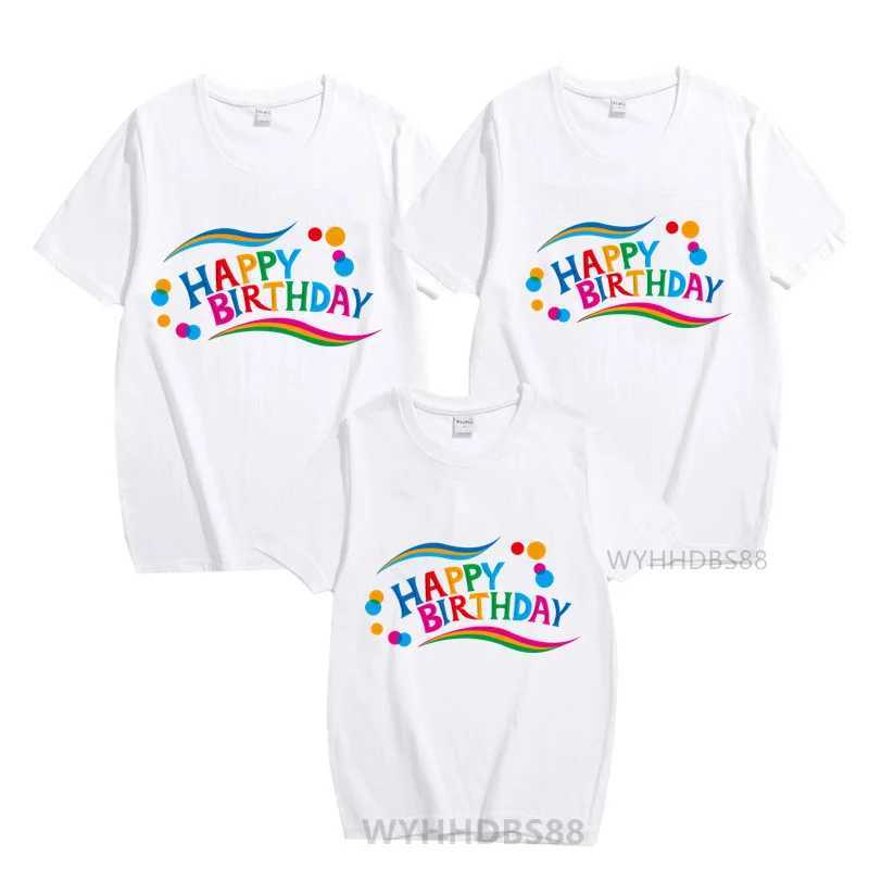 Family Matching Clothing Happy Birthday Party T-shirt Mom Dad Daughter Son T-shirt Family Dress Up T-shirt W250207