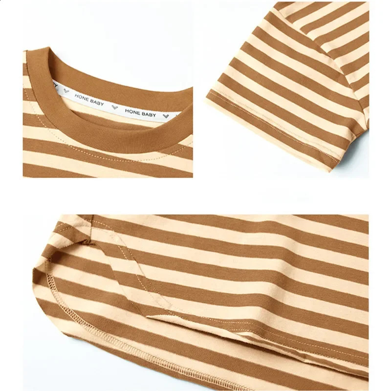 Summer Boys T-shirts fashion striped half sleeve Tees for Kids cotton loose Tops 2-7Y 250207