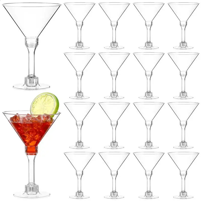 20Pcs Transparent Decorative Cups Clear Plastic Martini Glasses Disposable Whiskey Cocktail for Party Bars 250206