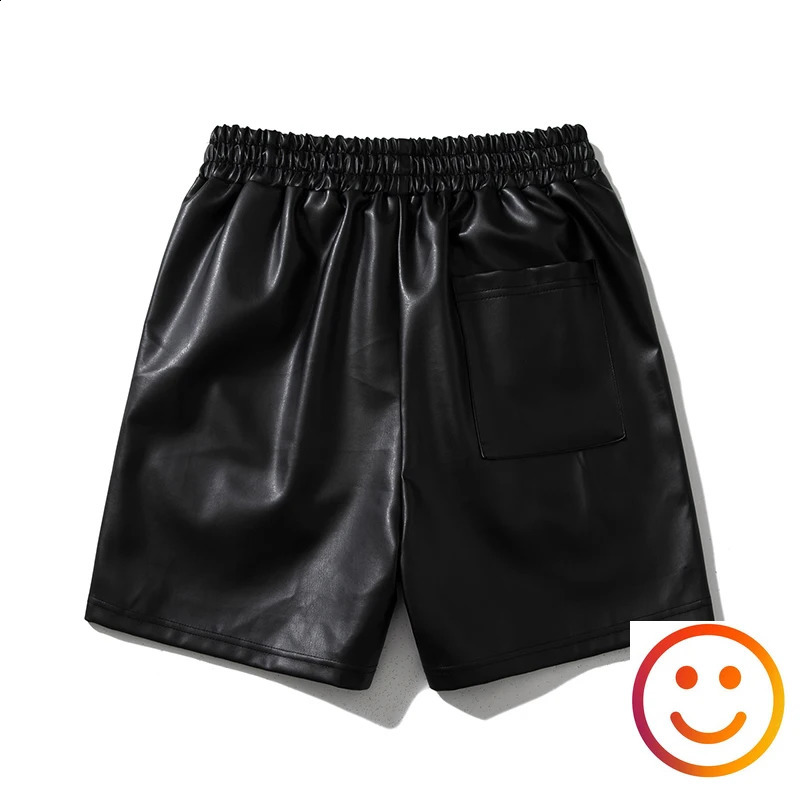 Leather Black Red Green Borad Shorts Pockets 2024 Summer Men Women High Quality Yellow Drawstring Beach Shortpant Breeches 250206