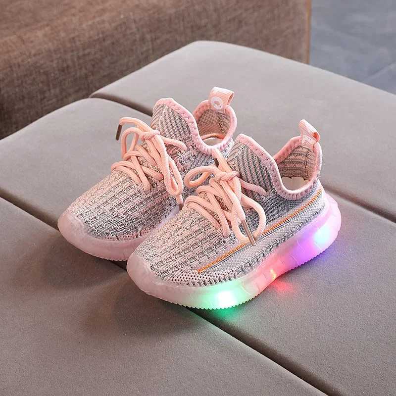 Children Led Shoes Boys Girls Lighted Sneakers Glowing Shoes for Kid Green Black Sneakers Boys Baby Sneakers with Luminous SoleXJ250207
