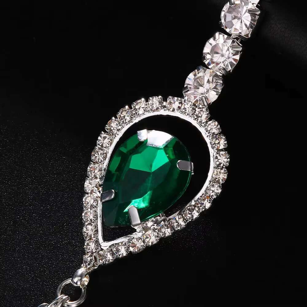 Fashion Green Crystal Chest Rhie Bikini Harness Women Sexy Body Jewelry Bra Chain gerie Accessories Decor