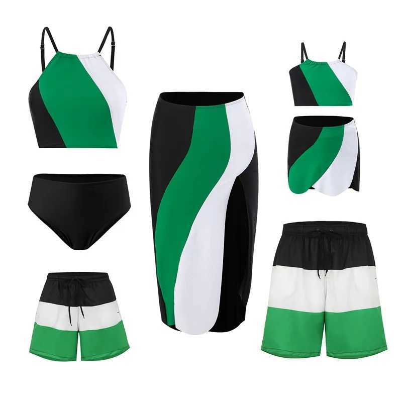 2025 Family Matching Swimwear Bikini Summer Mommy And Me Printed Baby Swimsuit Beach Swim Wear Women Kid Boy Baby Girl Clothes W250207