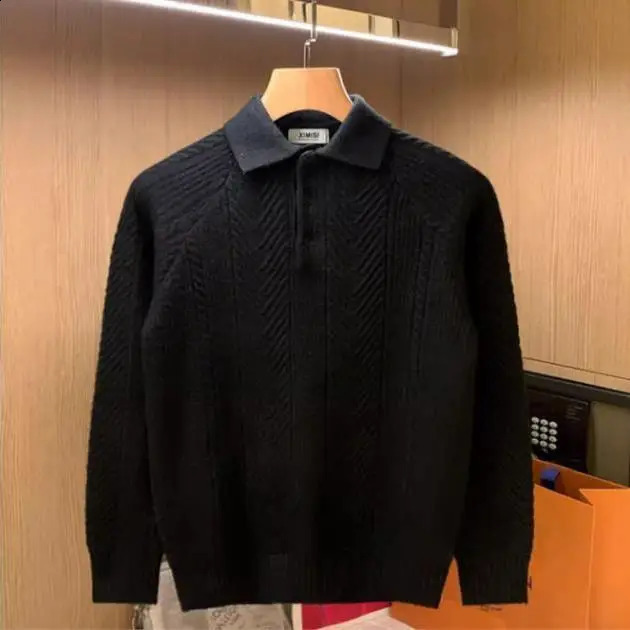 Highend Lapel American Sweater Men Pullover Trendy Knitted Spring and Autumn 2025 Longsleeved Coat 250114Z