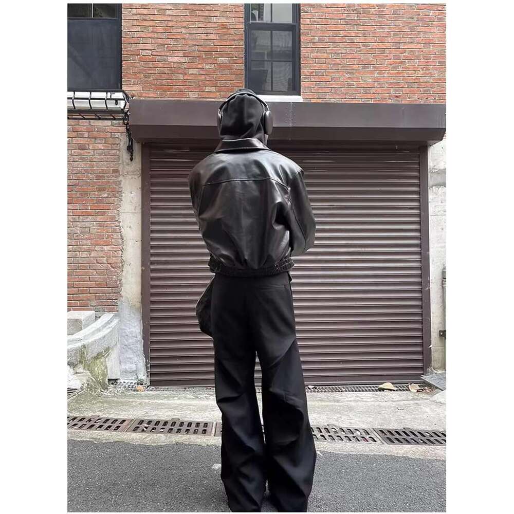 Men's Leather Jacket Mauroicardi Spring Autumn Cool Oversized Short Black Soft Pu Leather Jacket Men Zipper Designer American Vintage Clothes