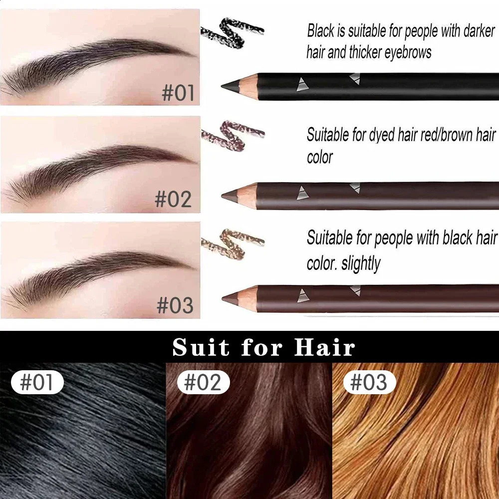 6pcs Eyebrow Eyeliner Pencils Makeup Pen Black Waterproof Eye Brow Pencil Longlasting Nice Color Gel Tools 250108