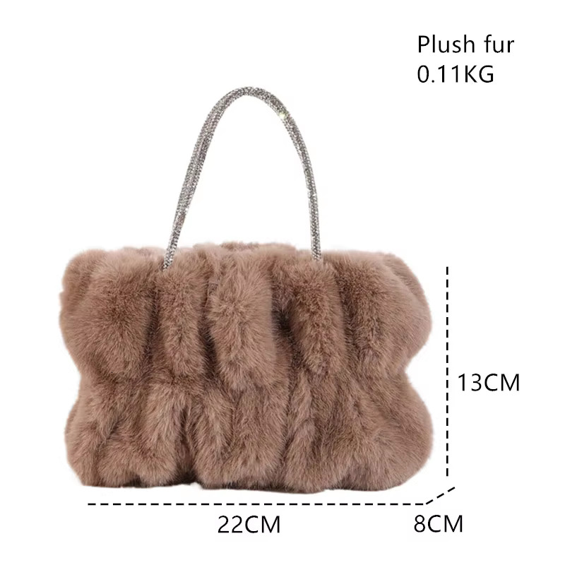 New Faux Fur Ladies Shoulder Bags Soft Plush Female Evening Clutch Purse Handbags Fashion Chain Women Small Crossbody Bag