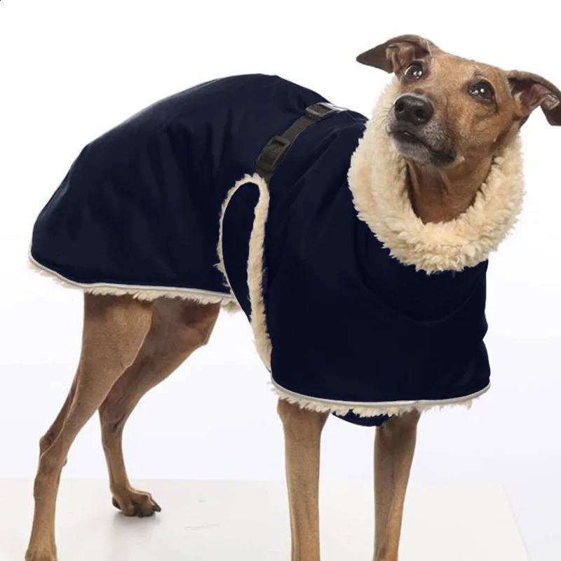 Greyhound Fleece Lined Dog Jacket Winter Warm Dog Clothes Pullover Waterproof Thick Dog Jacket Pet High Collar Jumper Sweater 250206