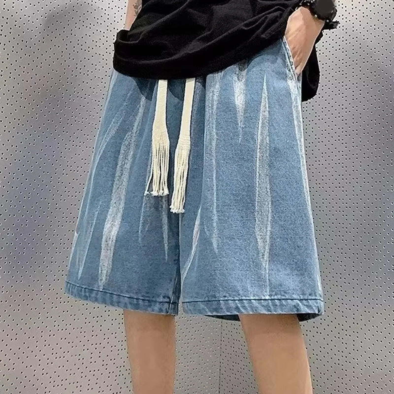 MenS Casual Shorts Summer Loose Hip Hop Cropped Jeans Work Holiday Denim Vintage With Cargo Pockets Fashion Slacks 250120