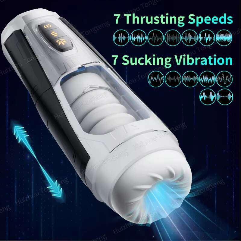 Automatic Male Masturbator Stroker Cup with 4 Pump and 7*7*7 Rotating Licking Sucking Massager Modes Adult Sex Toys For Men