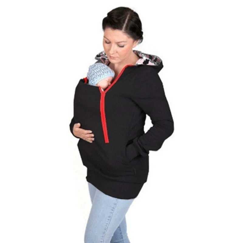 Baby Carrier Jacket Hoodies Maternity Clothes Autumn Winter Kangaroo Carry Baby Sweatshirts Hooded Warm Thick Overcoat Outwear W250207