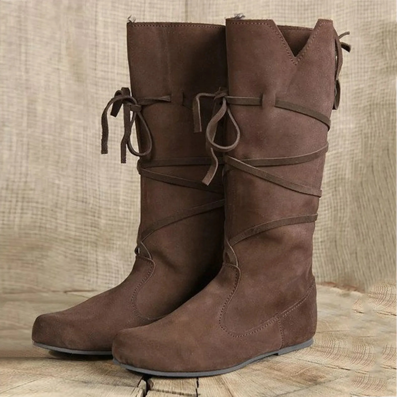 Medieval Viking Costume Retro MenS Knight Boots Pu Leather Nordic Warrior Cosplay Fancy Carnival Party Anime Shoes WomenS Boot 250117
