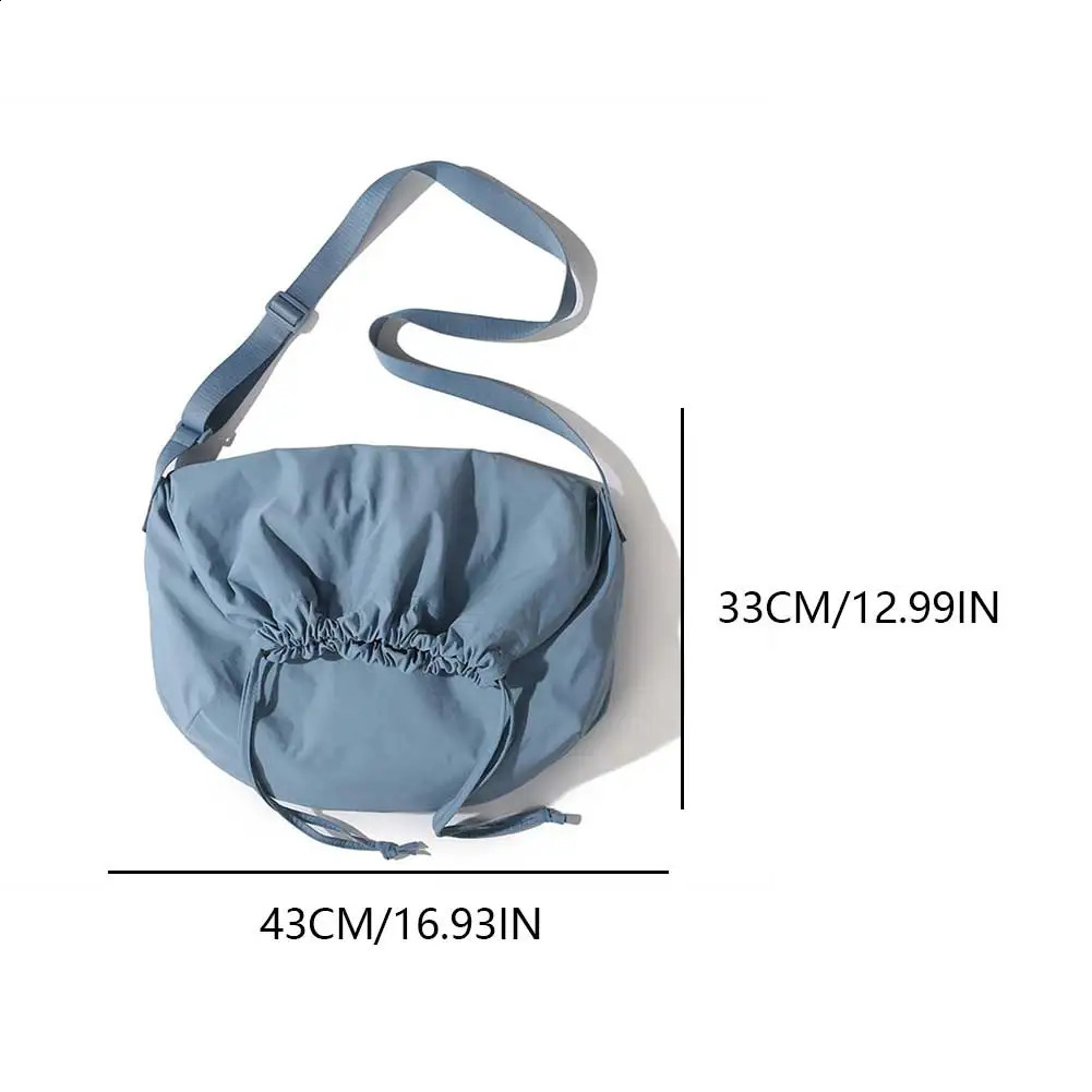 Women Drawstring Shoulder Bag Large Capacity Simple Crossbody Solid Color Lightweight Shopping Girls Outdoor 250206