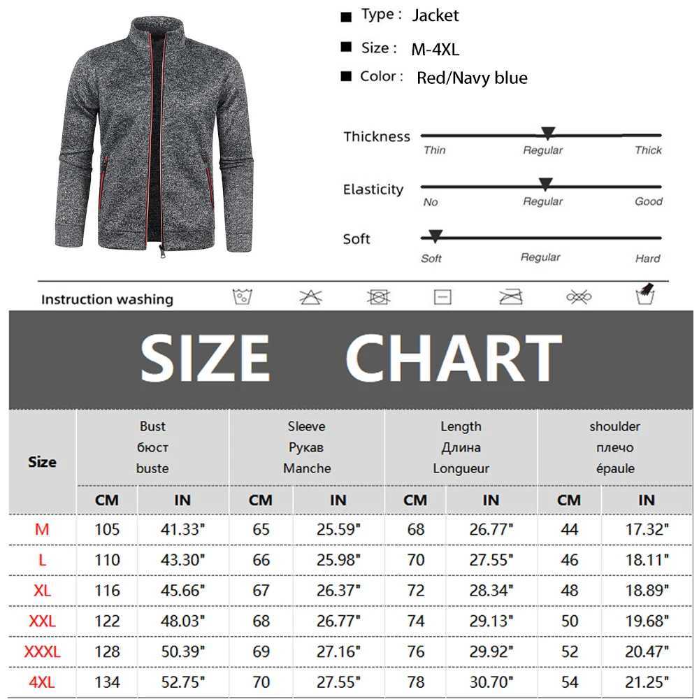 Mens zipper jacket stand up collar sweater outdoor streetwear casual jacket long sleeved jacket mens clothing M-4XL W250207