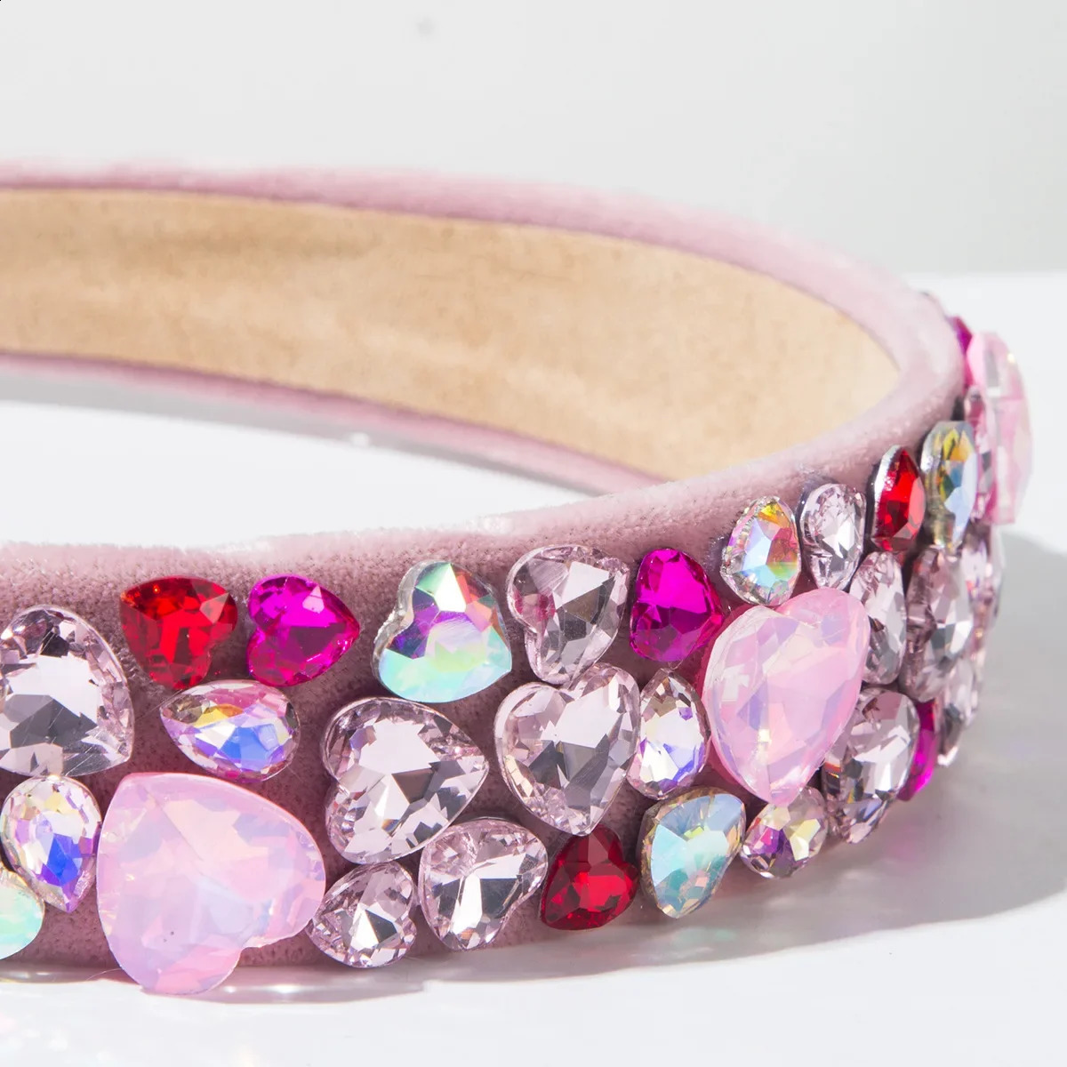 Valentines Day wide edge colored love full diamond headband sweet versatile high-end holiday hair accessories women 250207