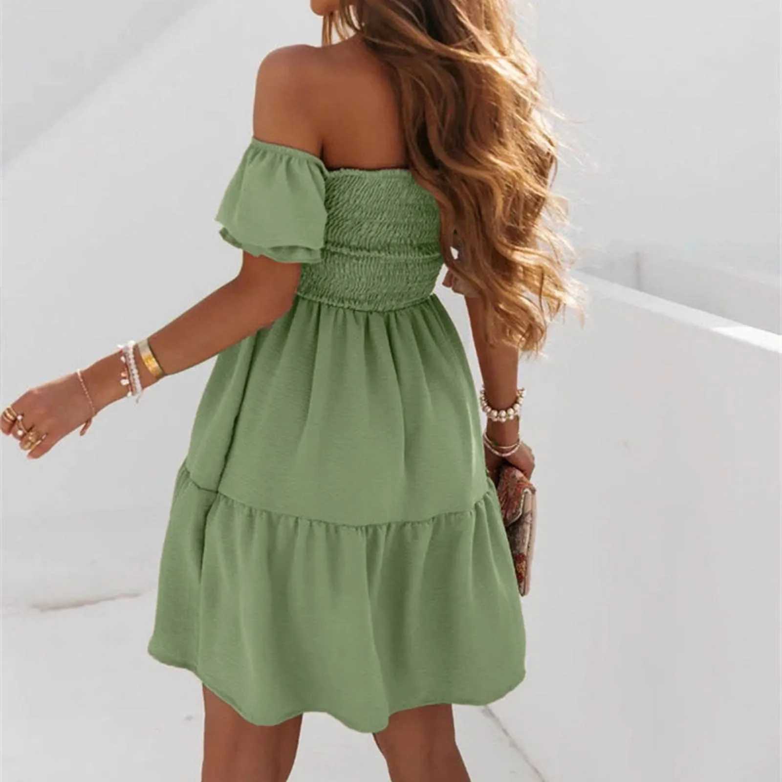 Dresses For Women 2024 Plus Size Summer Dresses For Women 2024 Midi Off Shoulder Puff Sve Dress Vestidos Verano Moda 2024XJ2500207