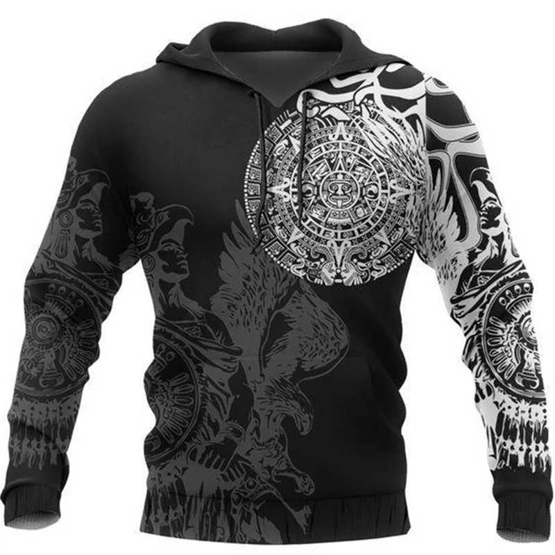 New Viking Mythology Hoodie For Mens 3D Print Vintage Style Long Sleeve Top Oversized Hip Hop Pullover Clothes For Men Clothing W250207