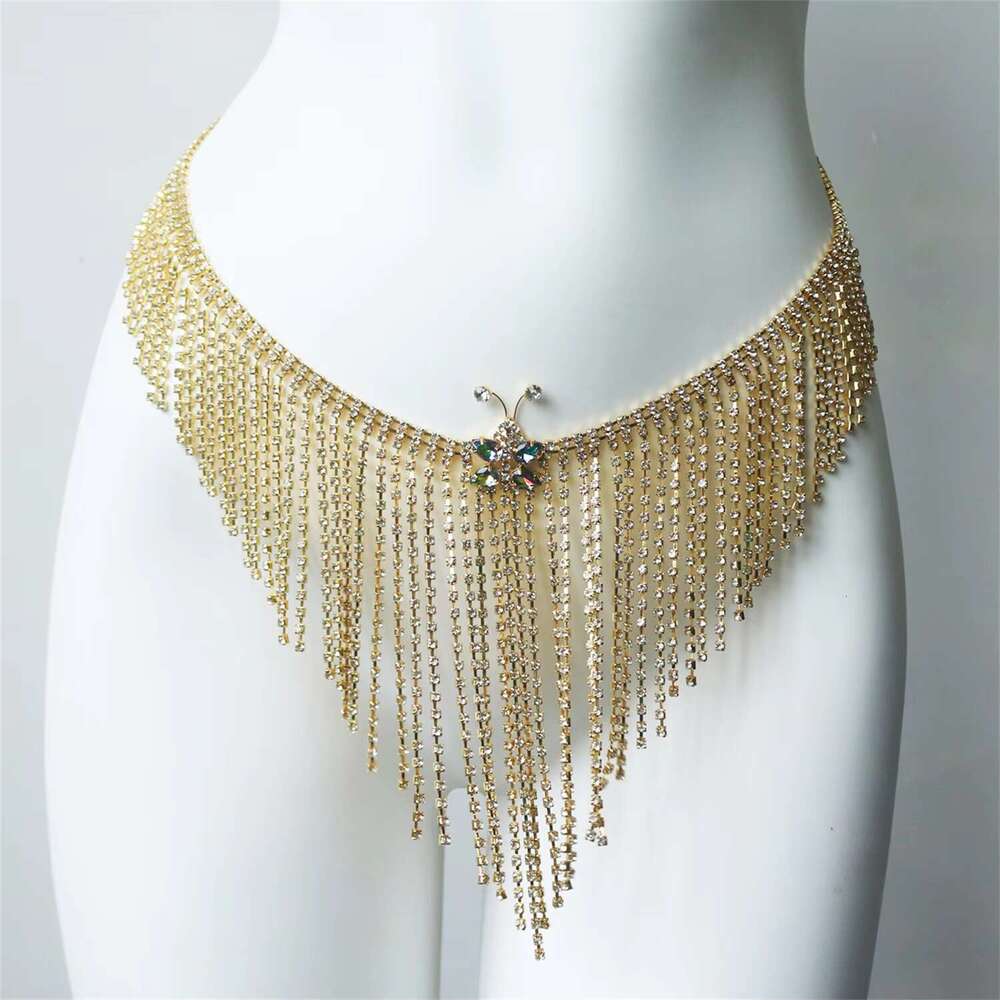 Personality Shiny Tassel Crystal Shorts Jewelry Fashion Nightclub Party Bikini Waist Chain Versatile Accessories