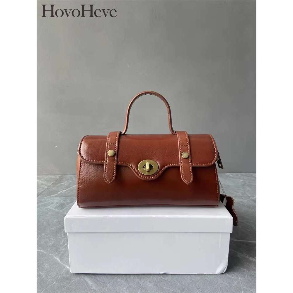 Cowskin Genuine Leather Messenger Women Small Tote Handbag Hasp Vintage Single Shoulder Bag Office Ladies Crossbody Bags