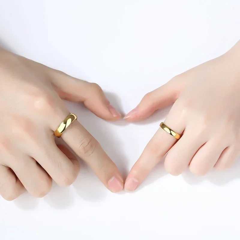 StainlESS Steel Smooth Cambered Ring Steel Color 6mm Wide Simple Geometric Type Mens Ring Gold Rings for Women W250207