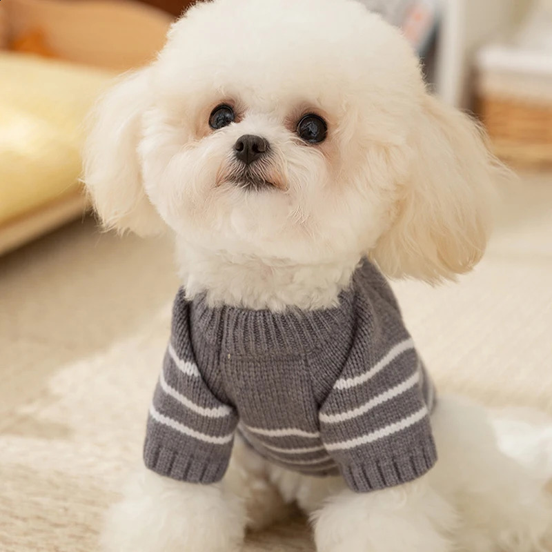 Striped Dog Clothes Sweater for Dog Fashion Winter Dog Coat Warm Pet Dog Knitted Vest Chihuahua French Bulldog Dog Costume 250206
