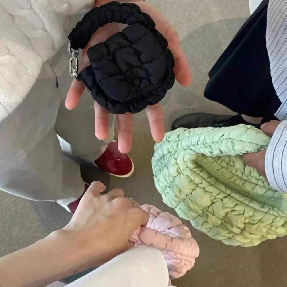 Women Pleated Top Handle Bag Mini Cloud Solid Color Cotton Ruched Dumpling Flap for Shopping Date 250206