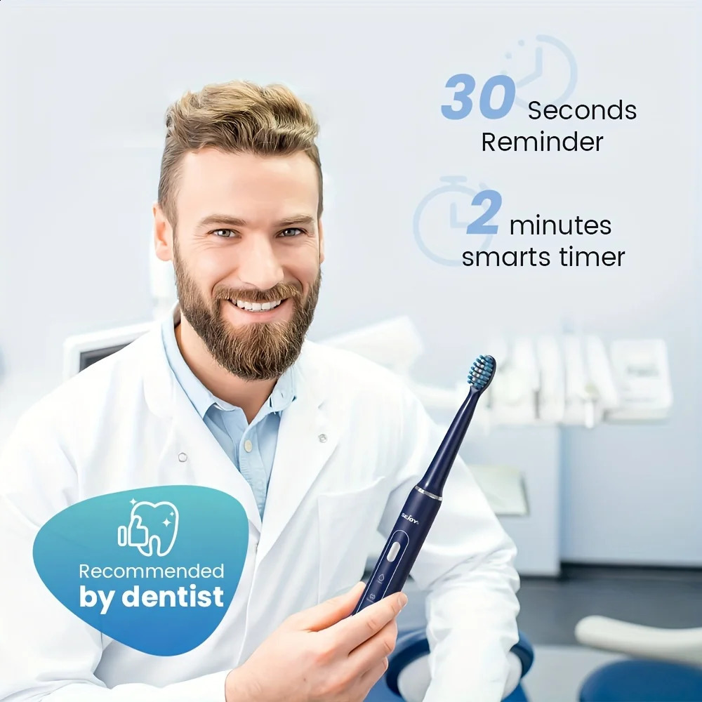 Sejoy Electric Toothbrush 3 Cleaning Modes for Dental Care Smart Timer Rechargeable Sonic Toothbrush Gift for Man/Women 250206