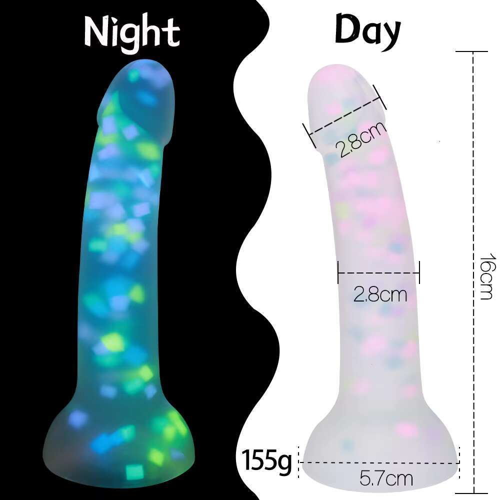Luminous jelly colorful particles silicone soft simulation dildo anal plug G-spot stimulation female masturbator sex toys