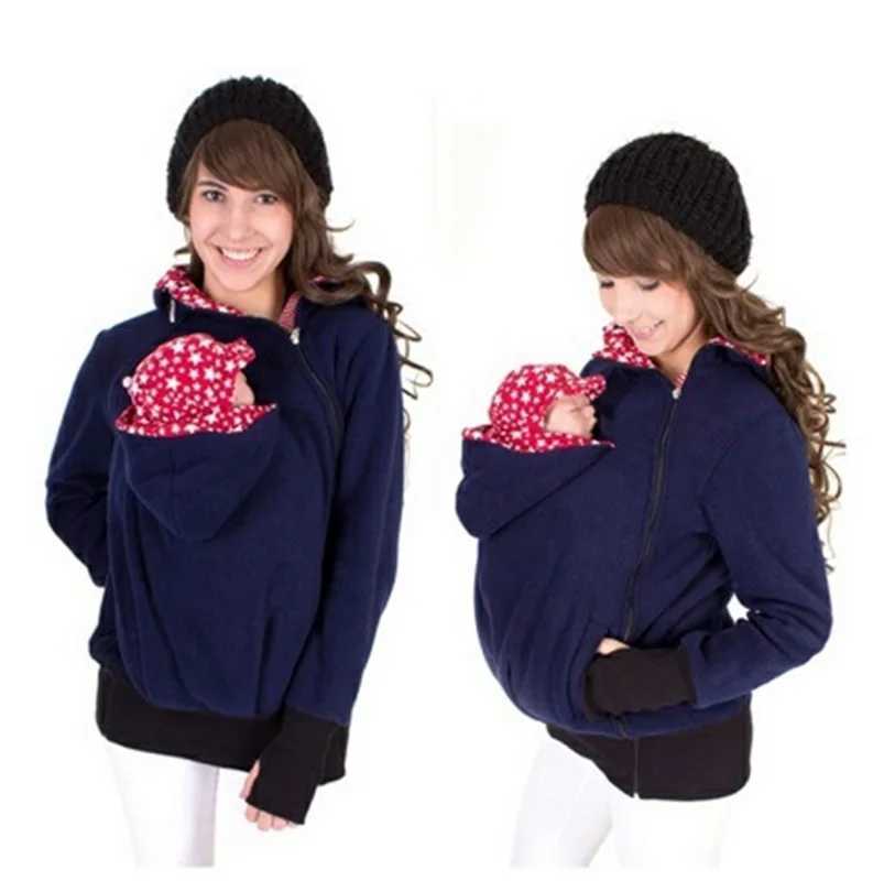 Hooded Mom Baby Carrier Jacket Coat Maternity Clothes Autumn Winter Kangaroo Carry Baby Hoodies Warm Thick Sweatshirts Outwear W250207